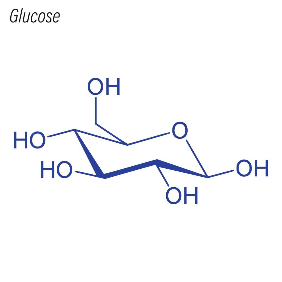 fórmula esquelética vectorial de glucosa. molécula química del fármaco. vector