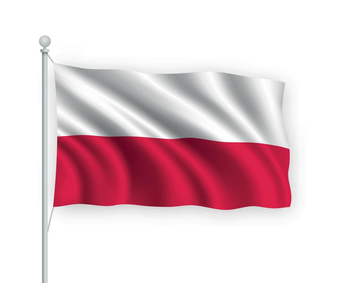 3d waving flag Poland Isolated on white background. vector