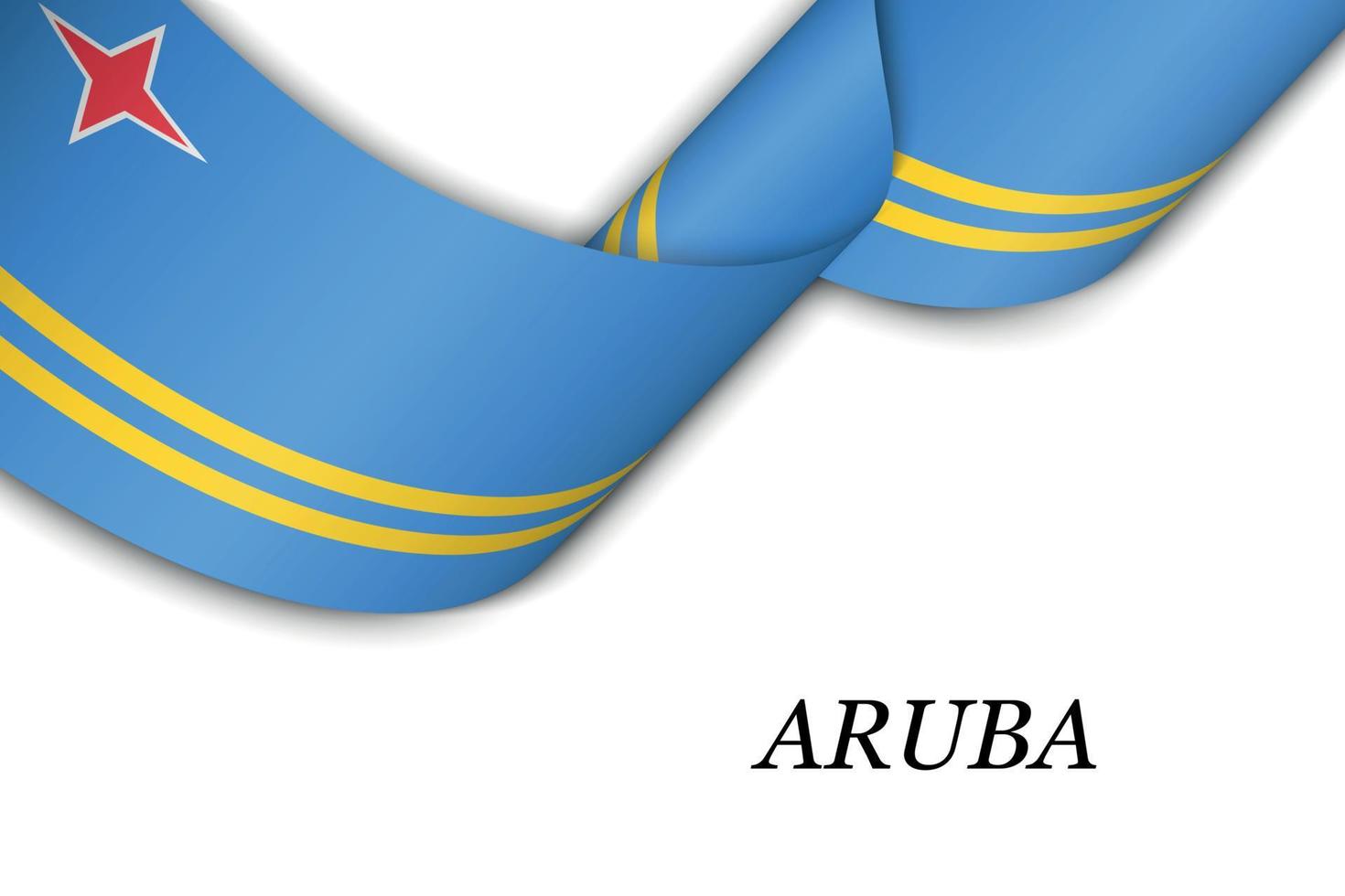 Waving ribbon or banner with flag of Aruba vector