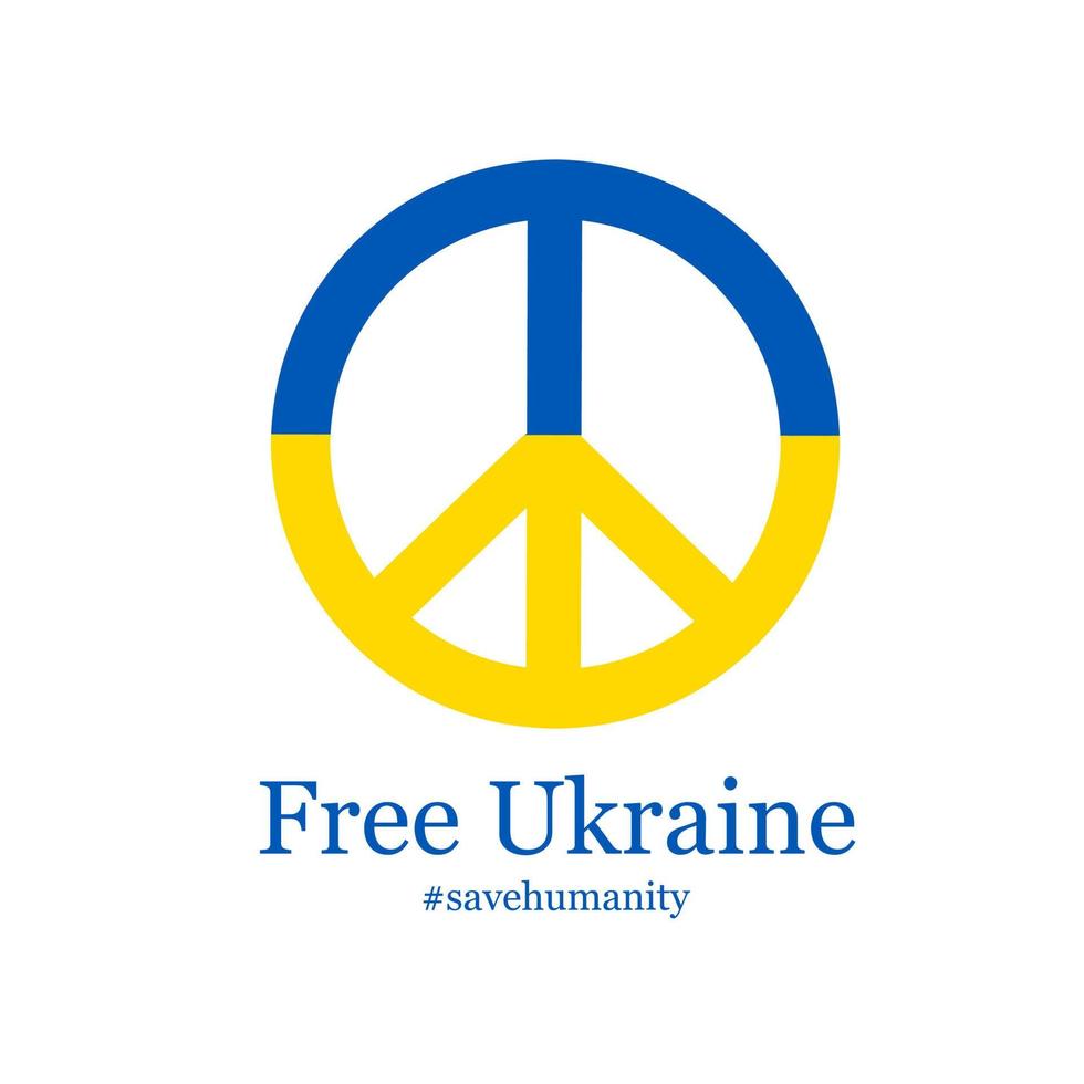 Illustration vector graphic of peace symbol,logo,free ukraine,save humanity,suitable for banner,poster,campaign,etc.