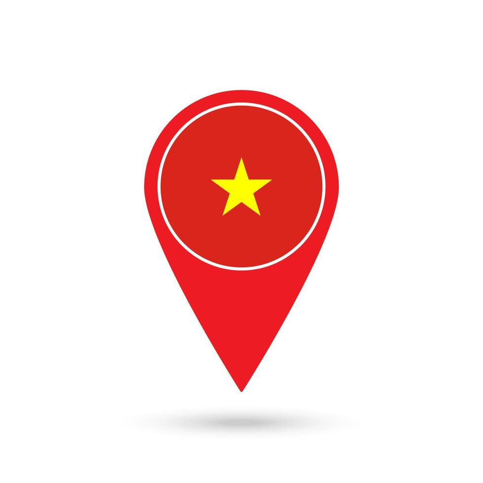 Map pointer with contry Vietnam. Vietnam flag. Vector illustration.