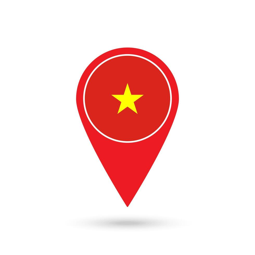 Map pointer with contry Vietnam. Vietnam flag. Vector illustration.