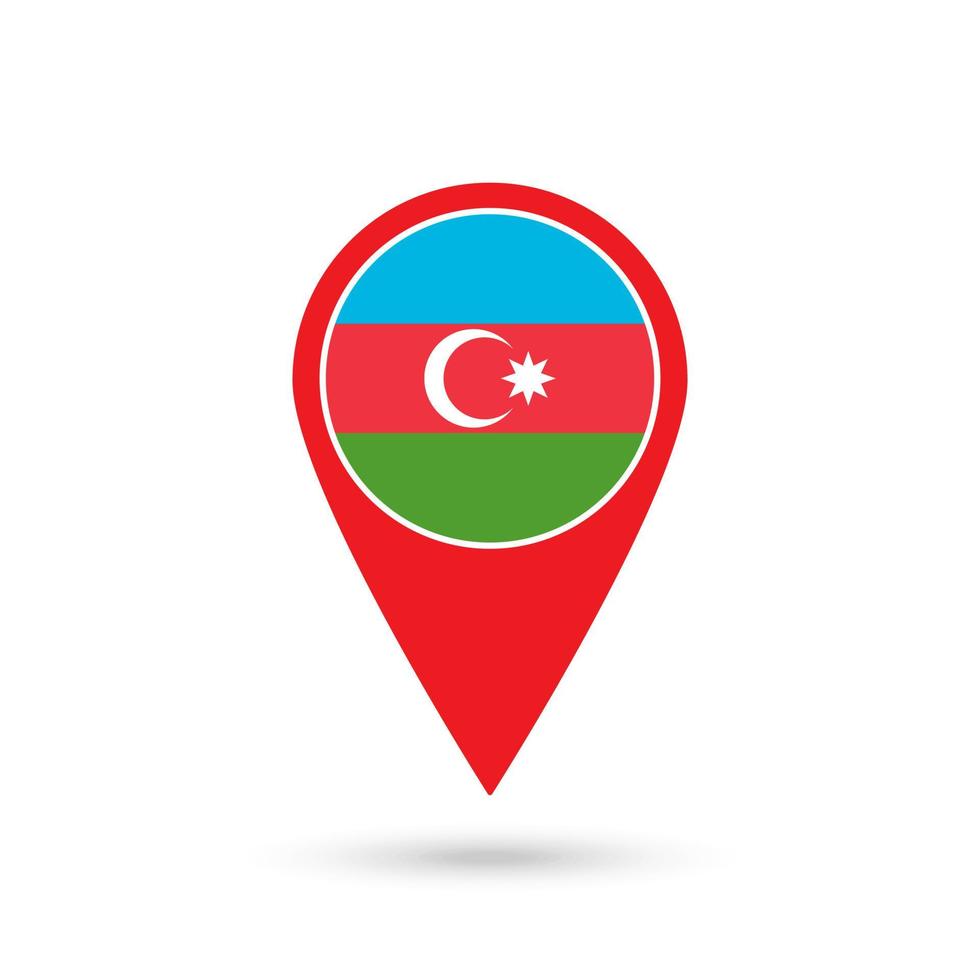Map pointer with contry Azerbaijan. Azerbaijan flag. Vector illustration.