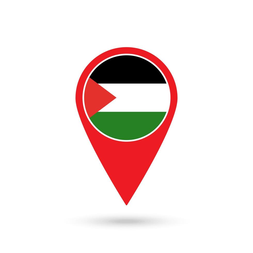 Map pointer with contry Palestine. Palestine flag. Vector illustration.