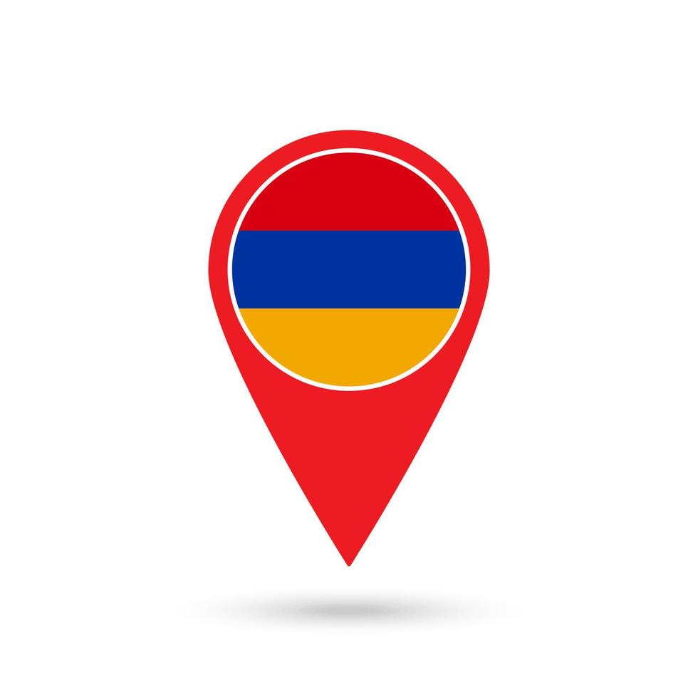 Map pointer with contry Armenia. Armenia flag. Vector illustration.