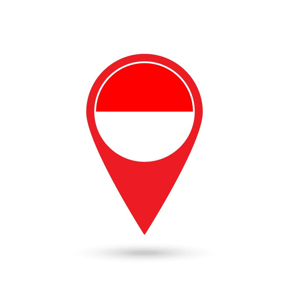 Map pointer with contry Indonesia. Indonesia flag. Vector illustration.