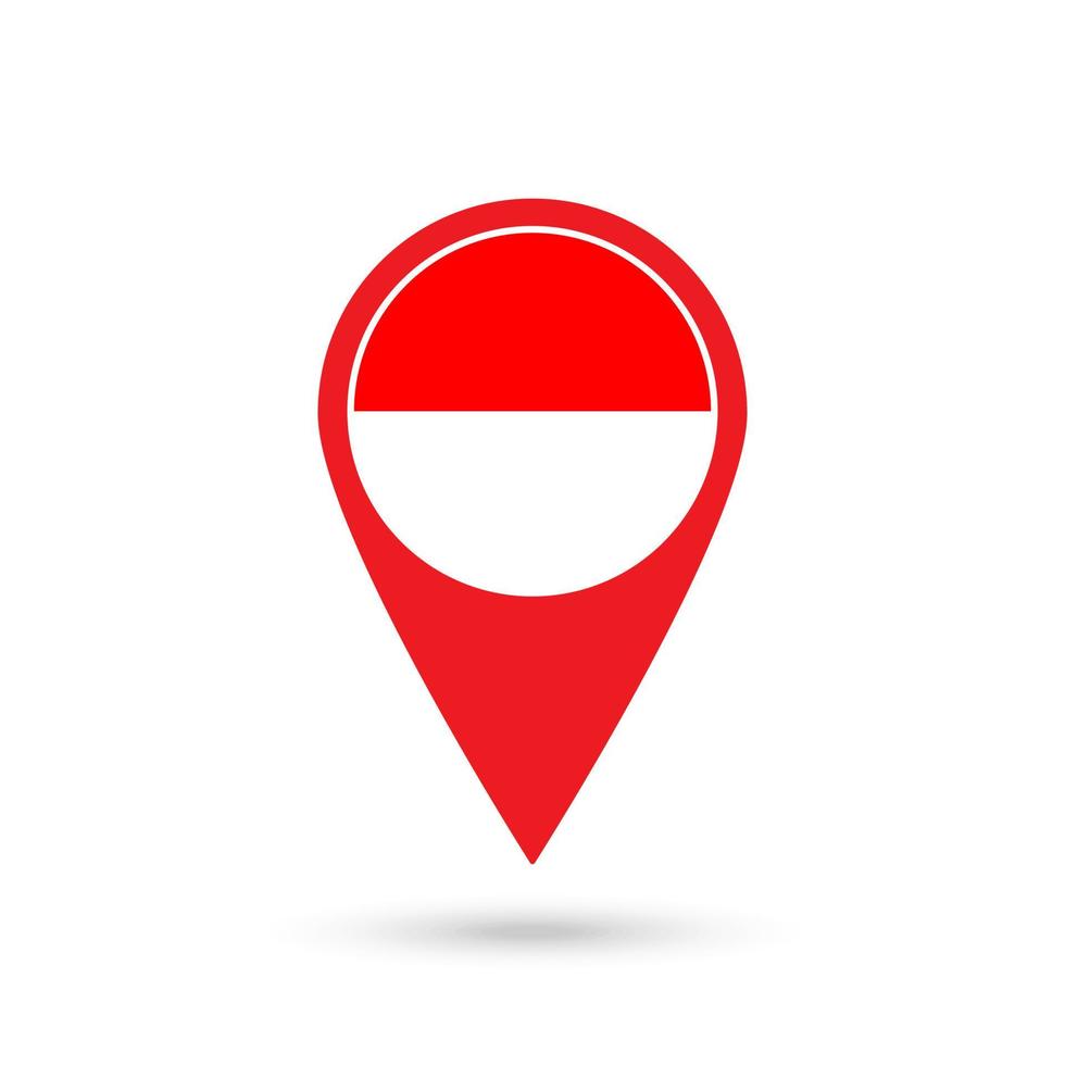 Map pointer with contry Indonesia. Indonesia flag. Vector illustration.