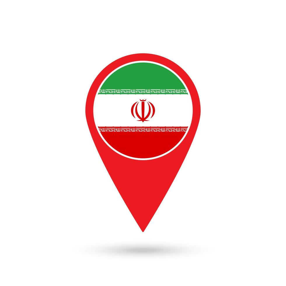 Map pointer with contry Iran. Iran flag. Vector illustration.