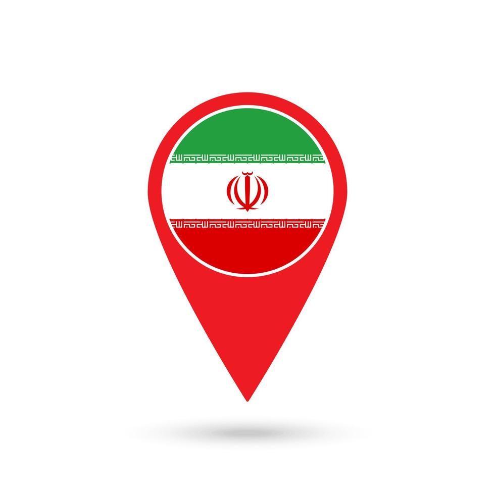 Map pointer with contry Iran. Iran flag. Vector illustration.