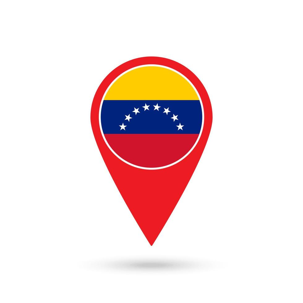 puntero del mapa con país venezuela. bandera venezolana. ilustración vectorial vector