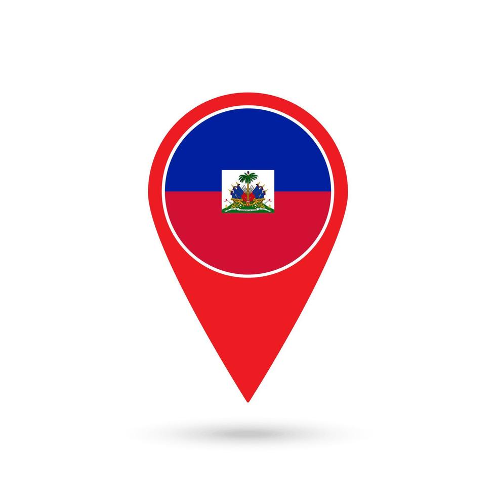 Map pointer with contry Haiti. Haiti flag. Vector illustration.