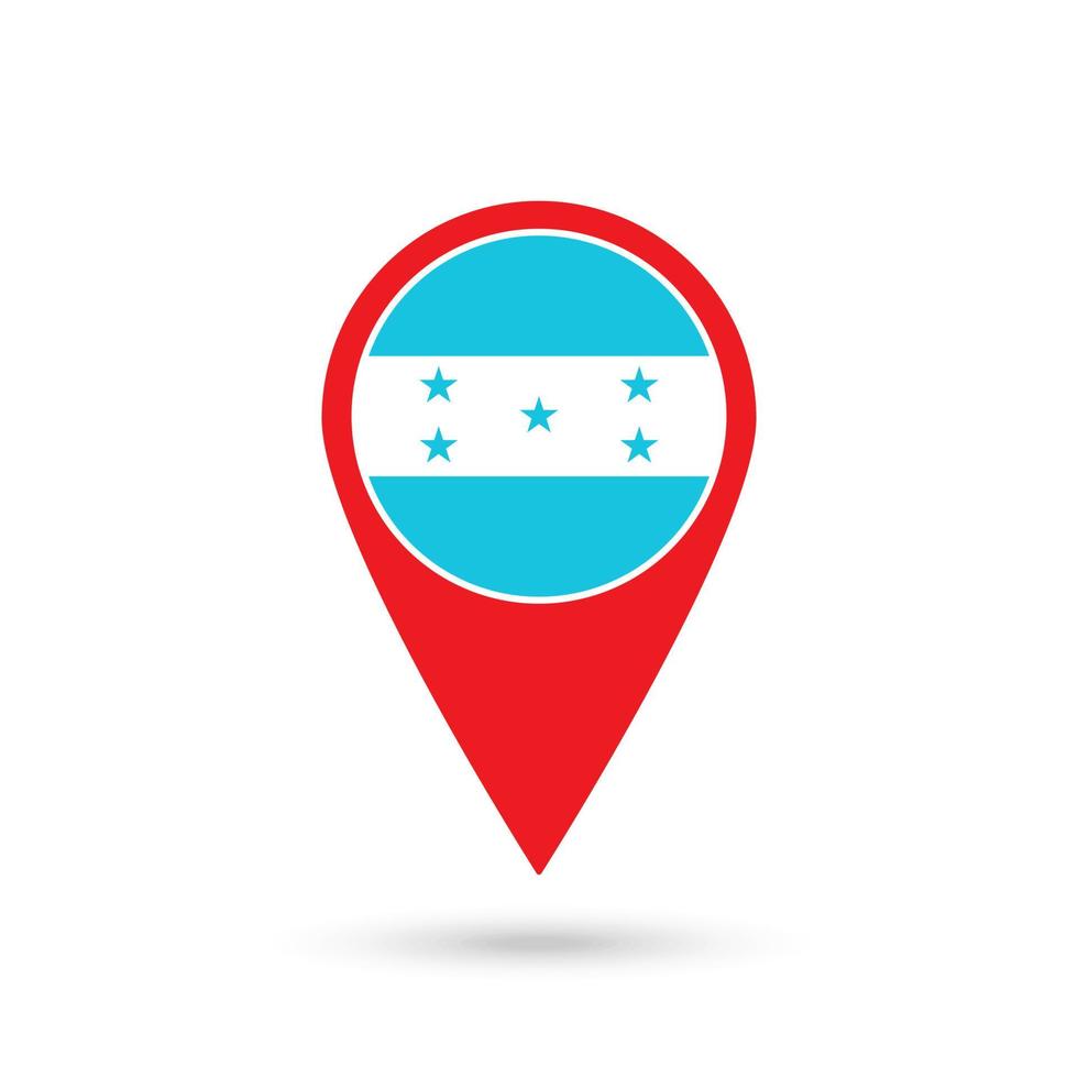Map pointer with contry Honduras. Honduras flag. Vector illustration.