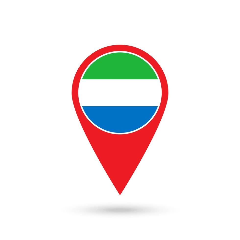 Map pointer with contry Sierra Leone. Sierra Leone flag. Vector illustration.