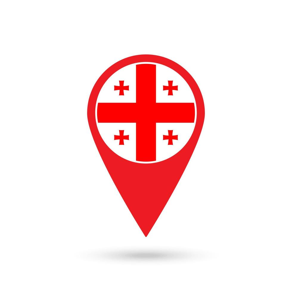 Map pointer with contry Georgia. Georgia flag. Vector illustration.