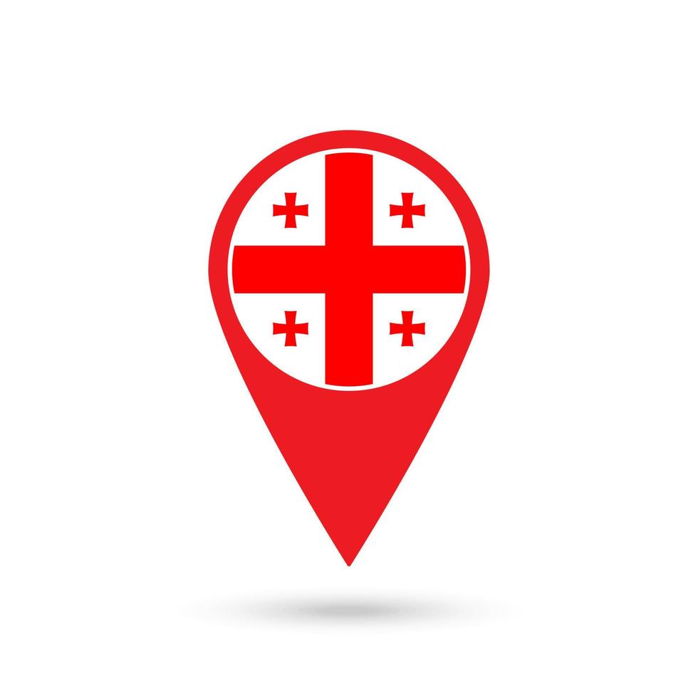 Map pointer with contry Georgia. Georgia flag. Vector illustration.