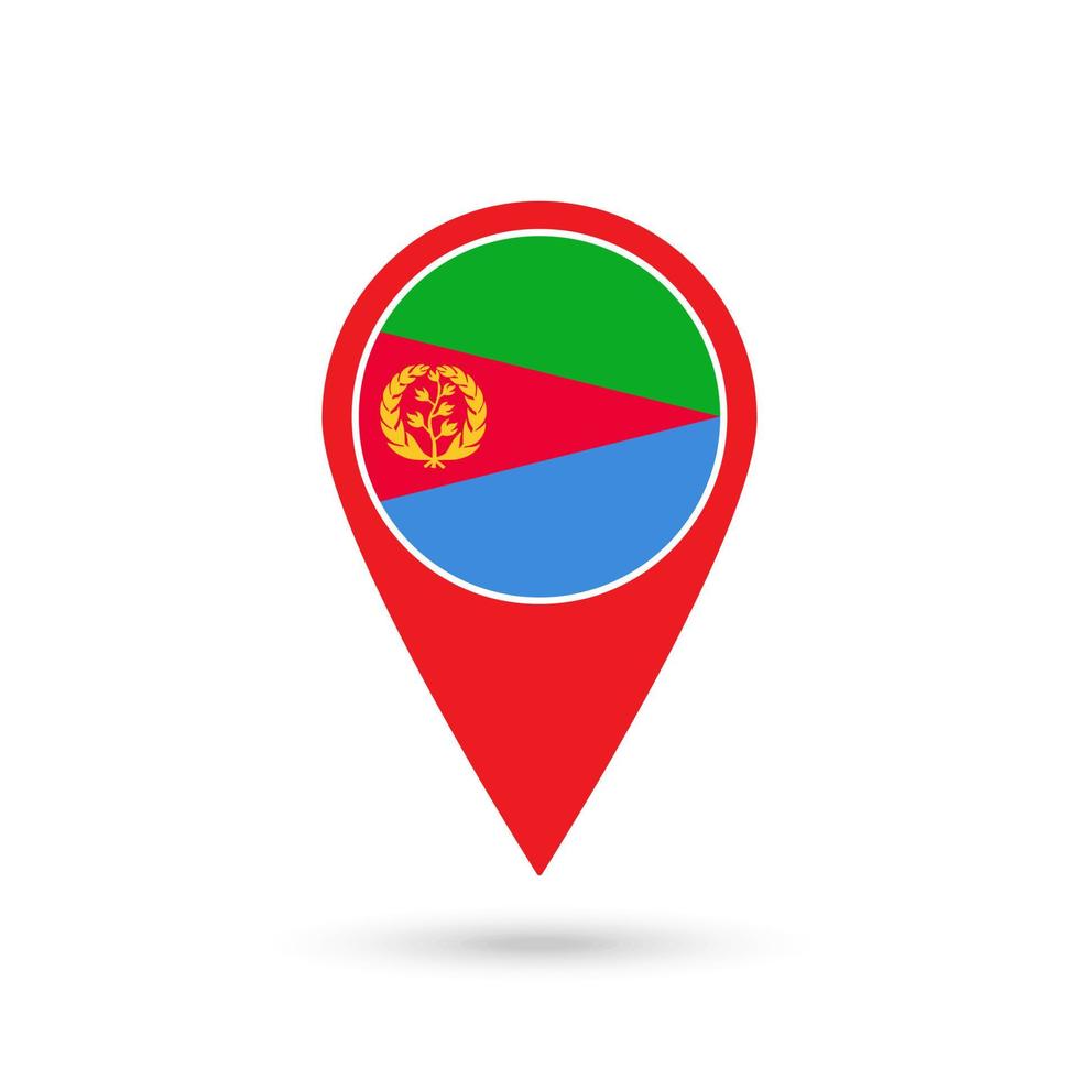 Map pointer with contry Eritrea. Eritrea flag. Vector illustration.
