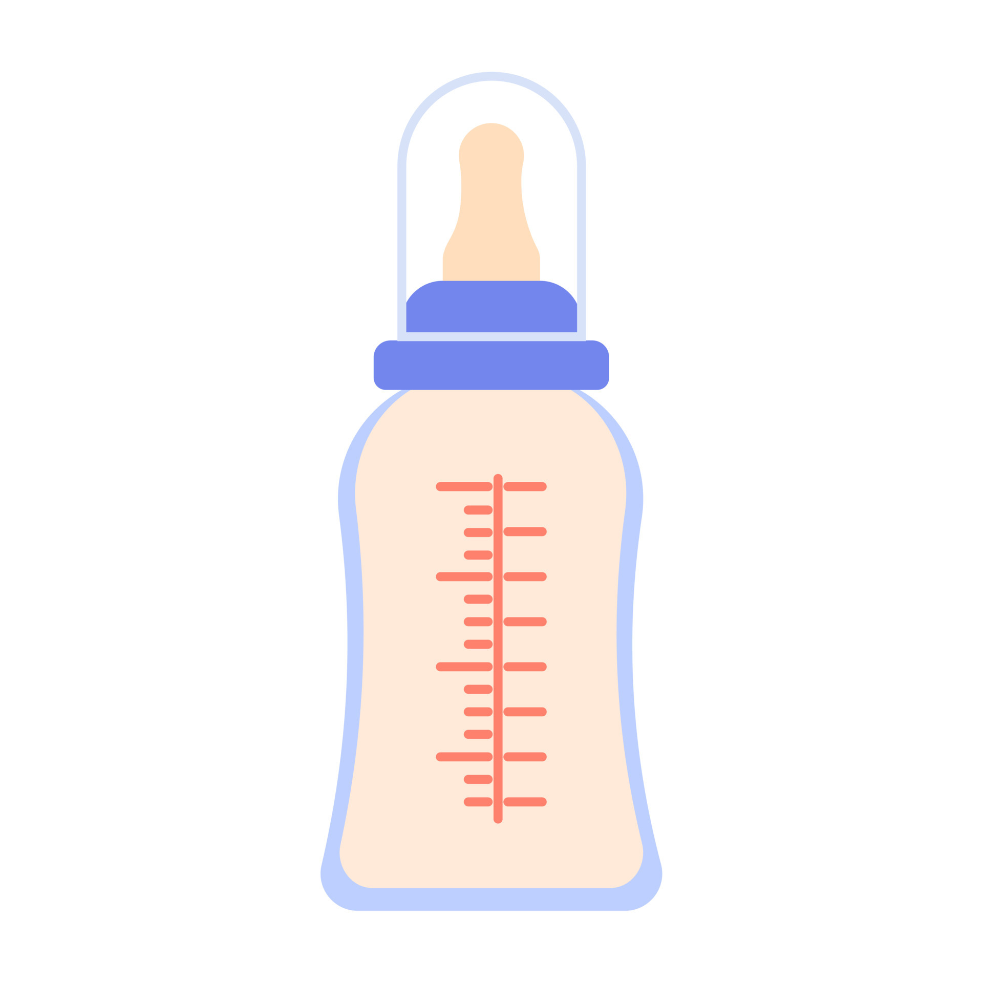 Baby bottle for feeding with pacifier, cap and measuring scale. Milk,  Nutrition for newborn. Milk mixture for baby. For children's goods store.  Products for children 6474626 Vector Art at Vecteezy