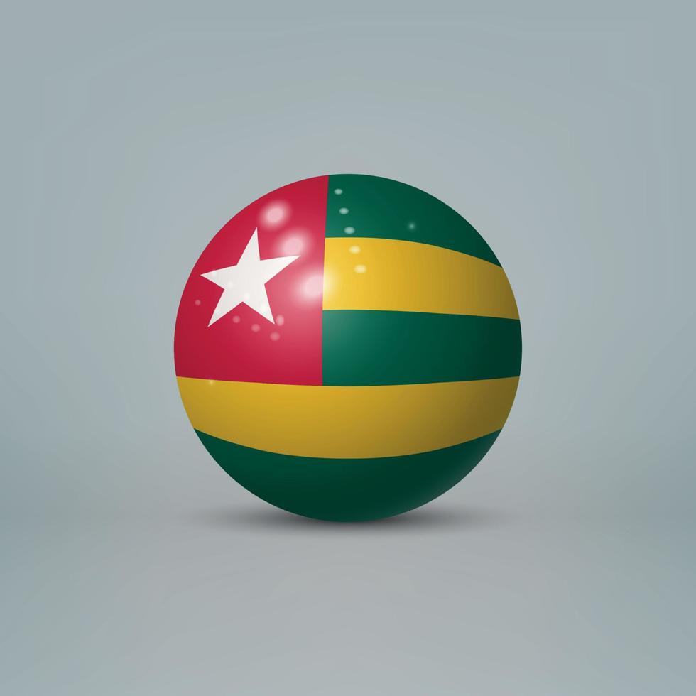 3d realistic glossy plastic ball or sphere with flag of Togo vector