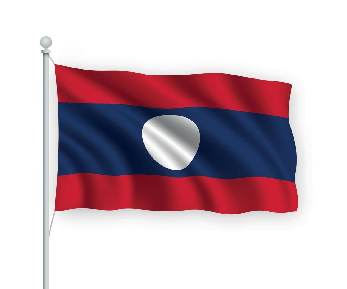 3d waving flag Laos Isolated on white background. vector