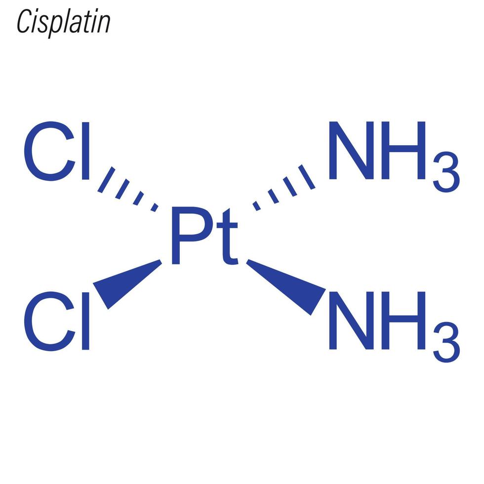 Vector Skeletal formula of Cisplatin. Drug chemical molecule.