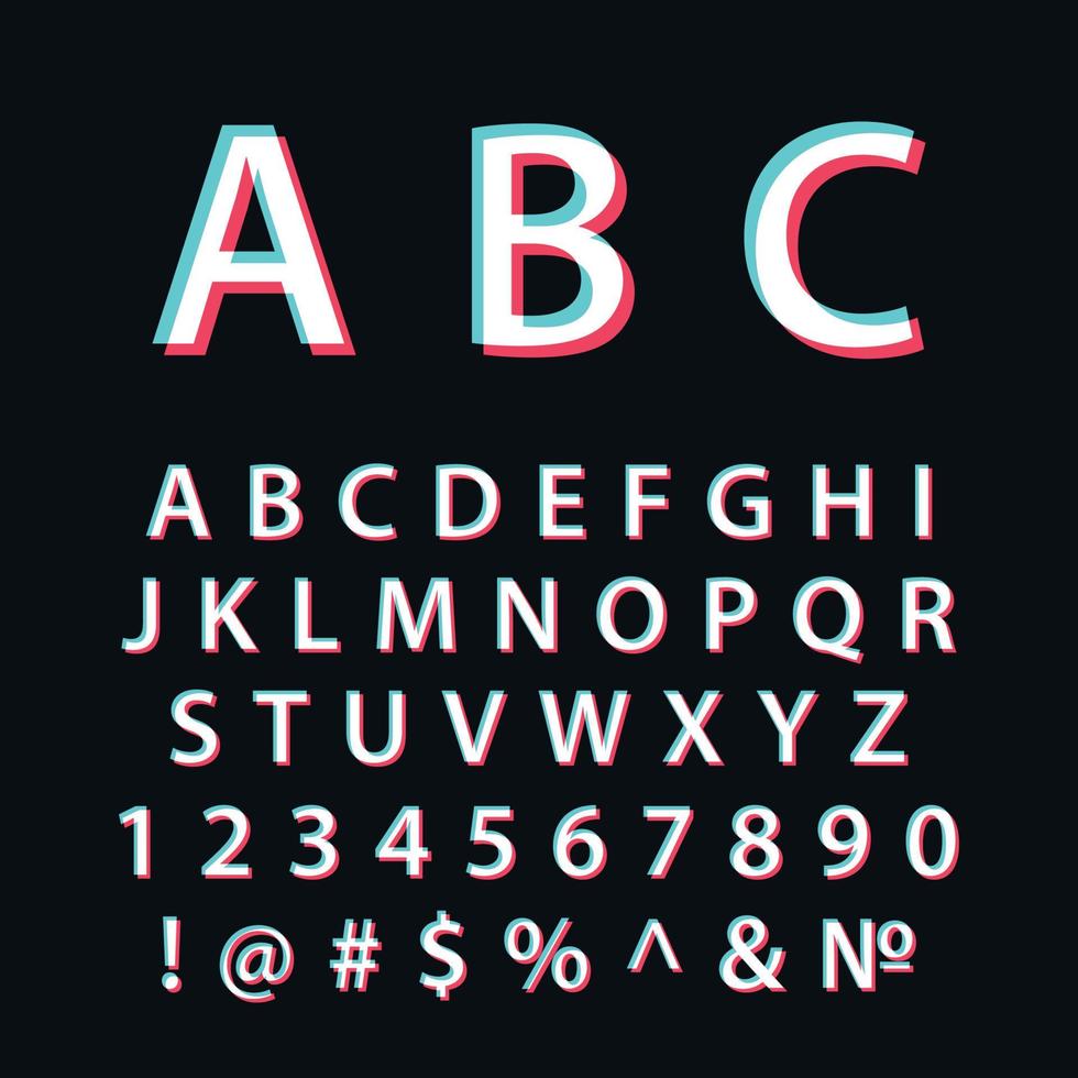 Vector Glitch alphabet. Modern social media font