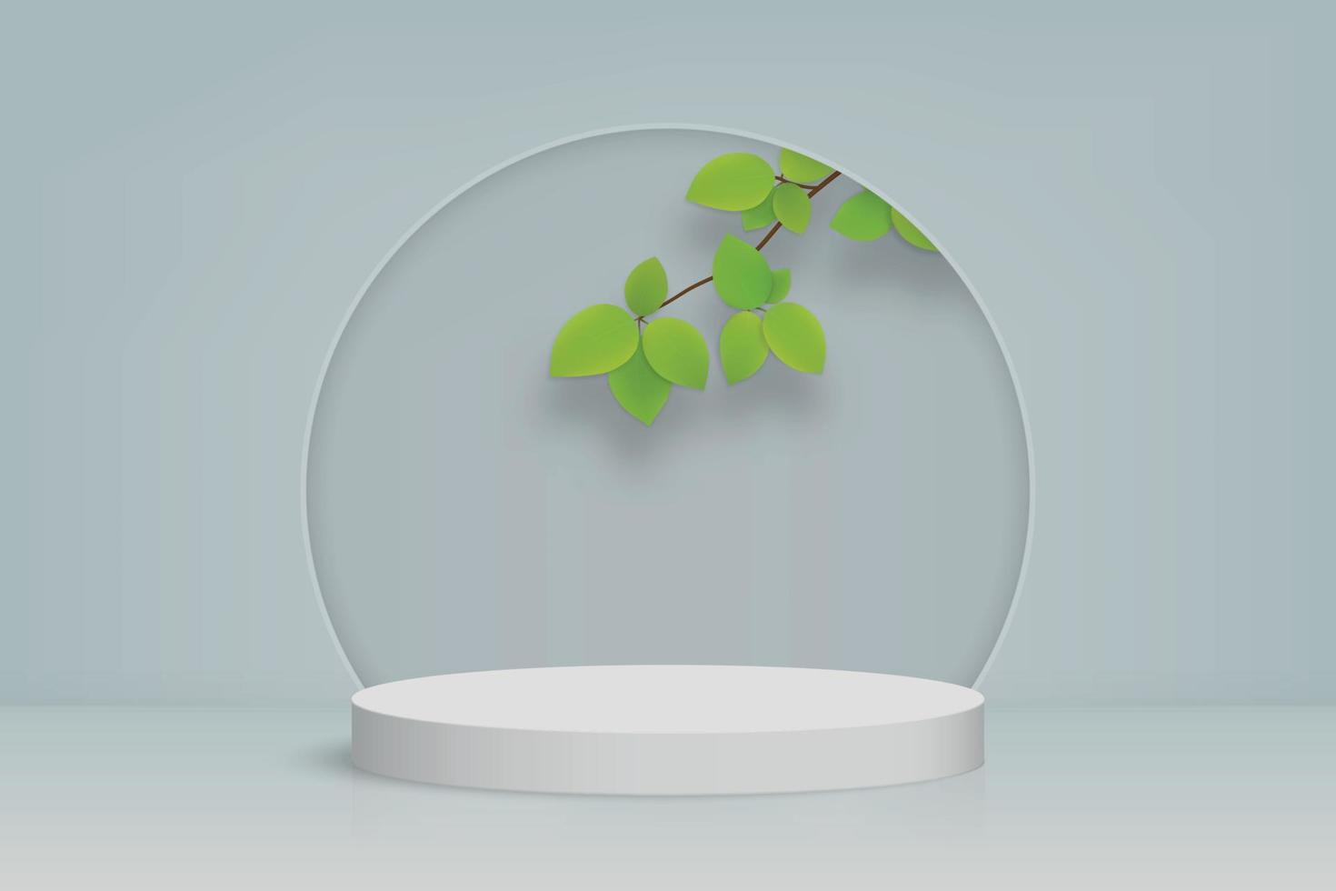 3d minimal scene with podium and leaves for your design vector