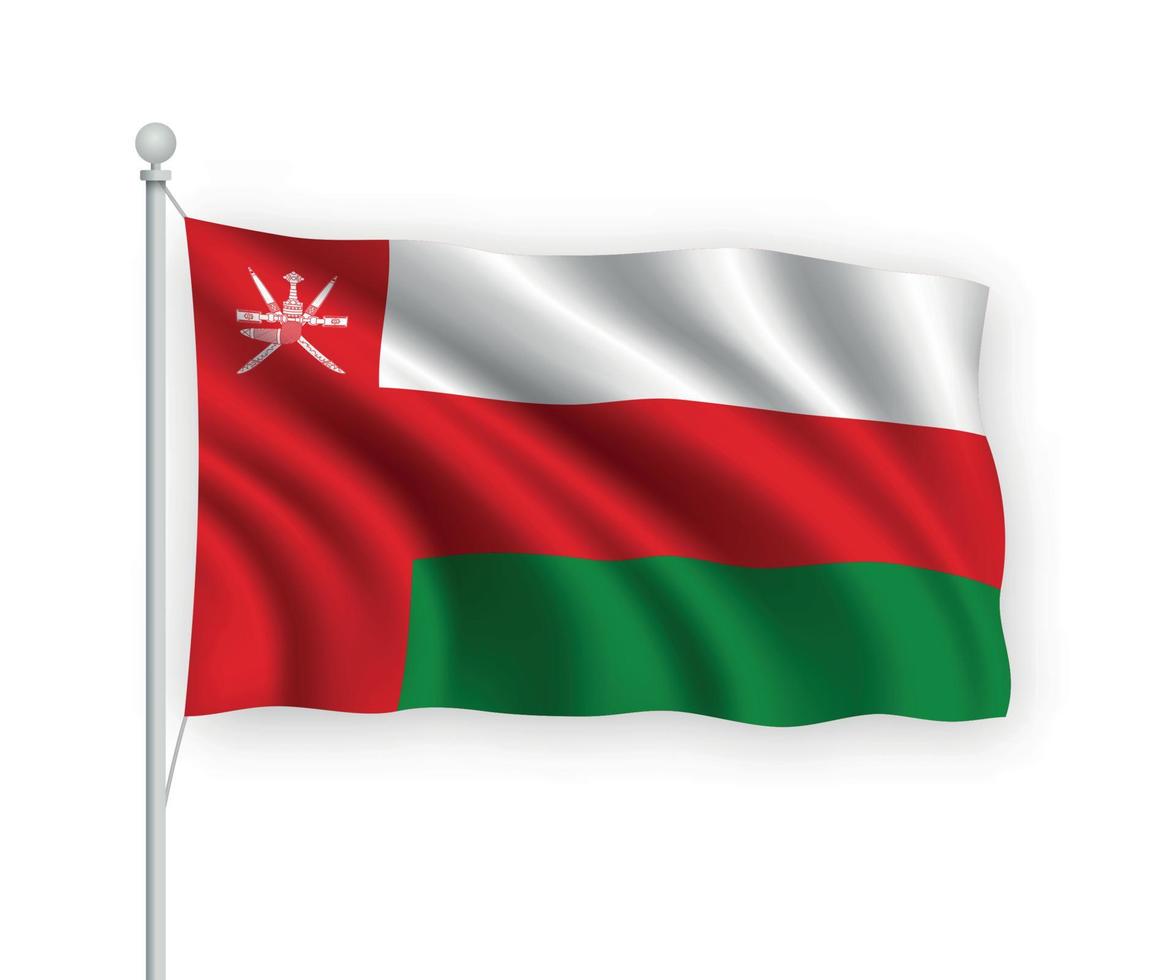 3d waving flag Oman Isolated on white background. vector