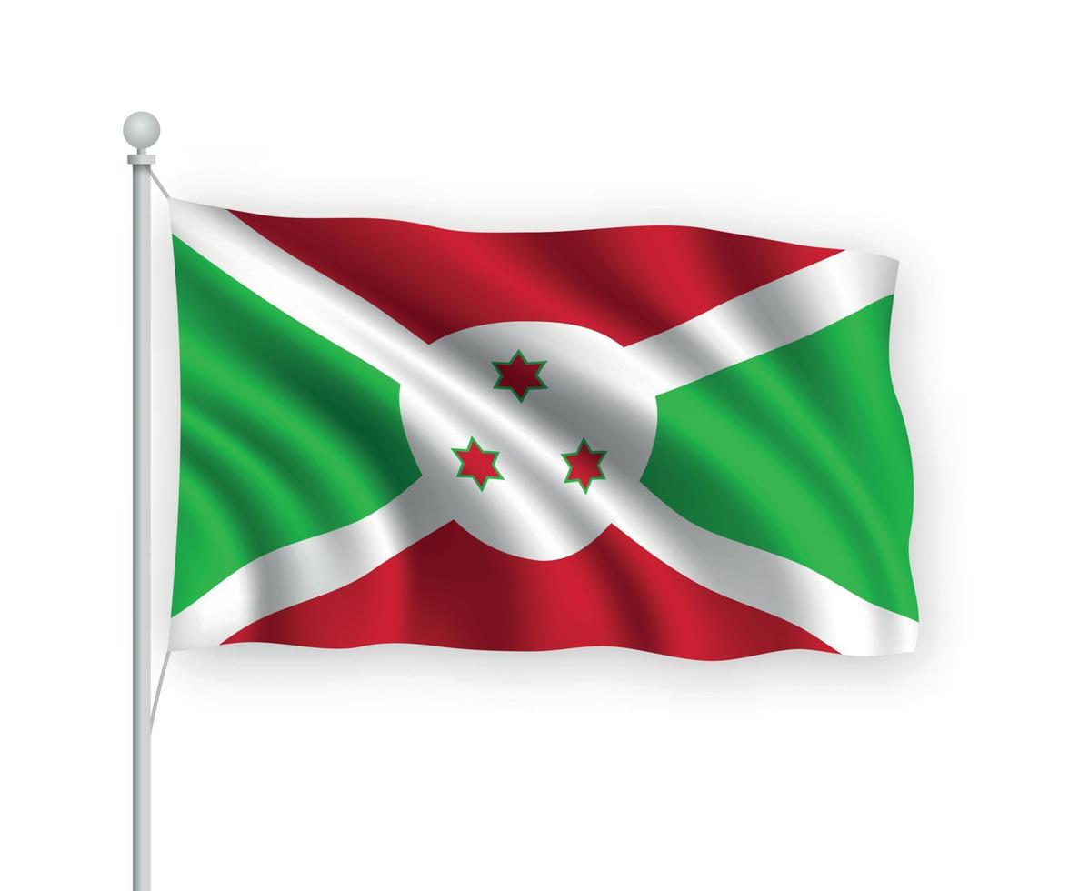 3d waving flag Burundi Isolated on white background. vector