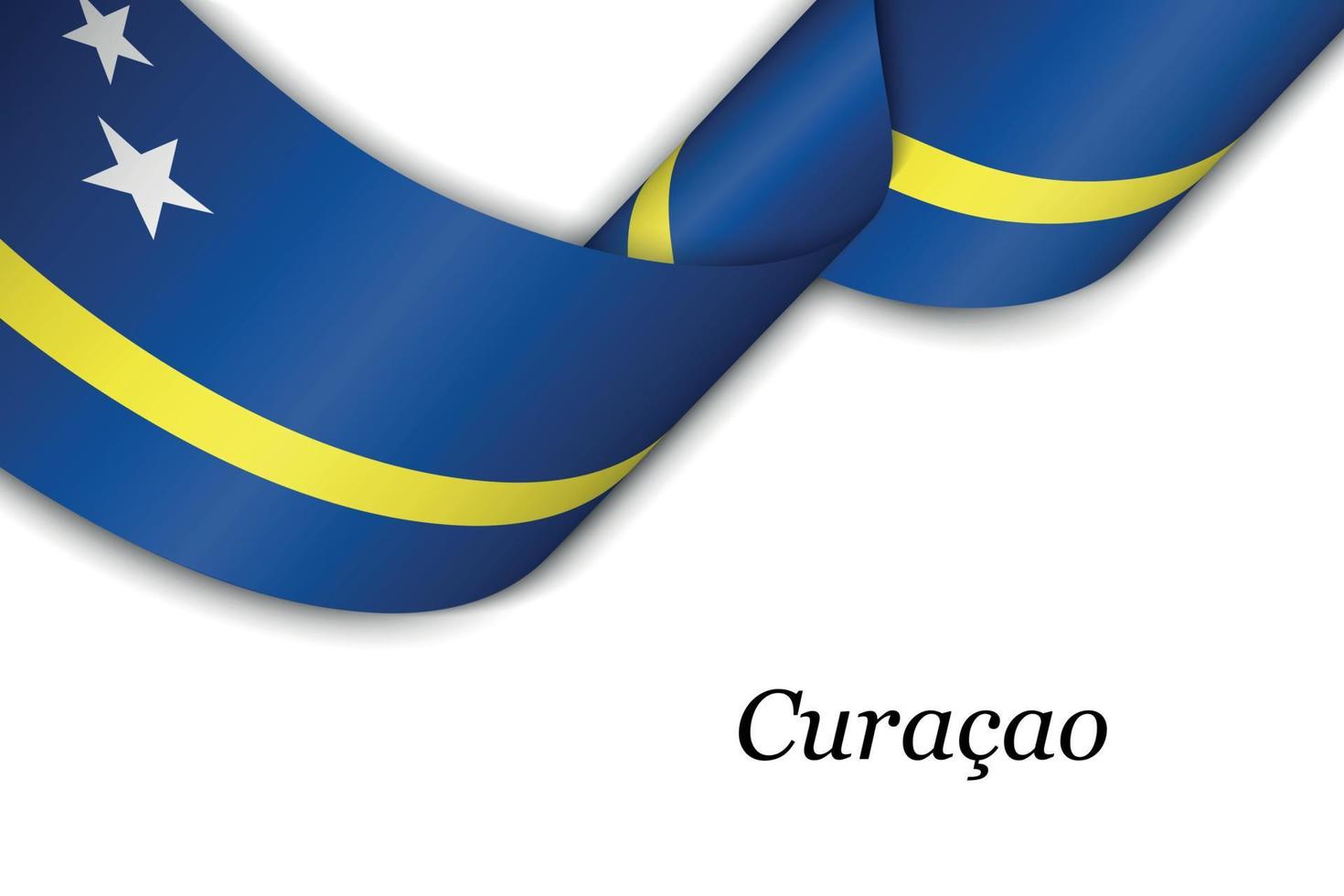 Waving ribbon or banner with flag of Curacao vector