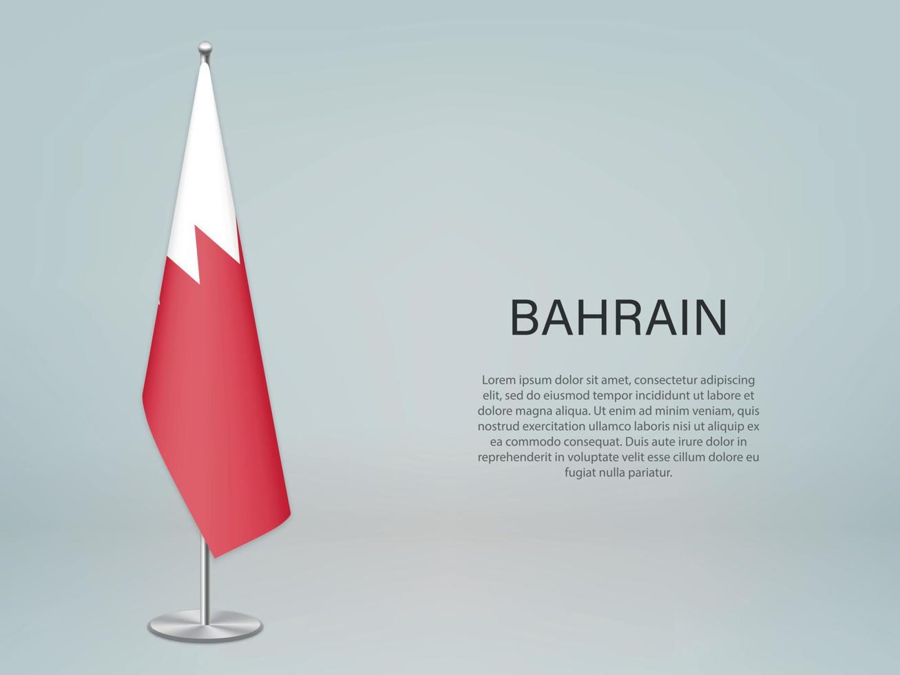 bandera colgante de bahrein en el stand. plantilla para banner de conferencia vector