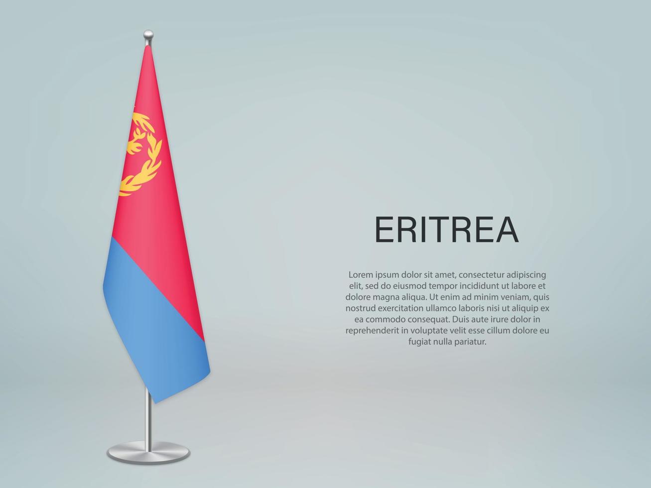 Eritrea hanging flag on stand. Template forconference banner vector