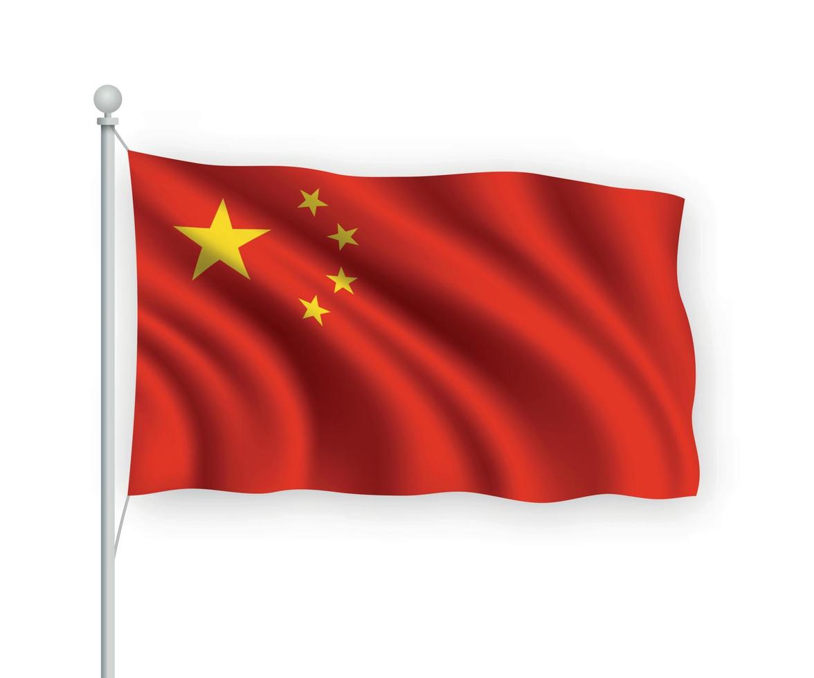 3d ondeando la bandera china aislado sobre fondo blanco. vector