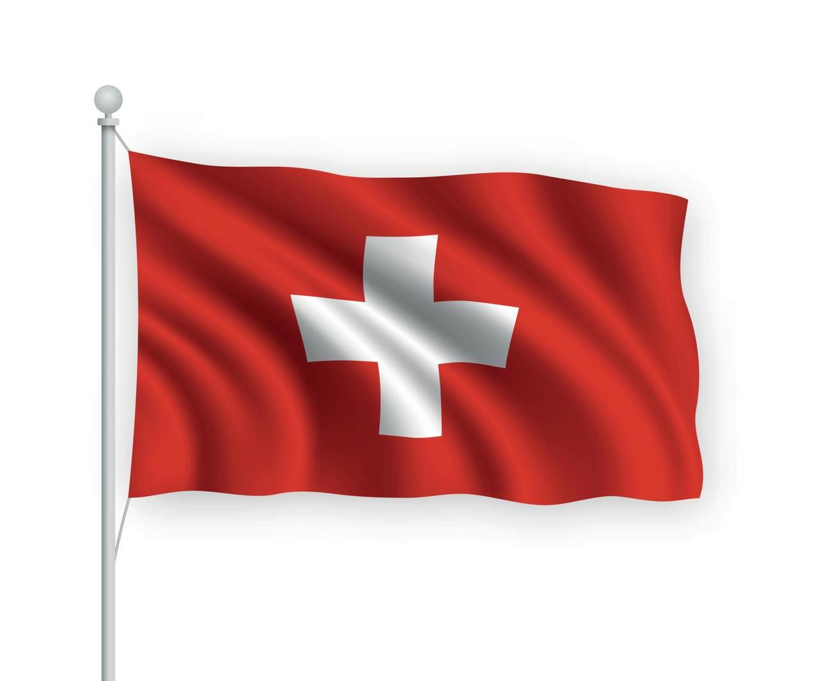 3d bandera ondeante suiza aislado sobre fondo blanco. vector