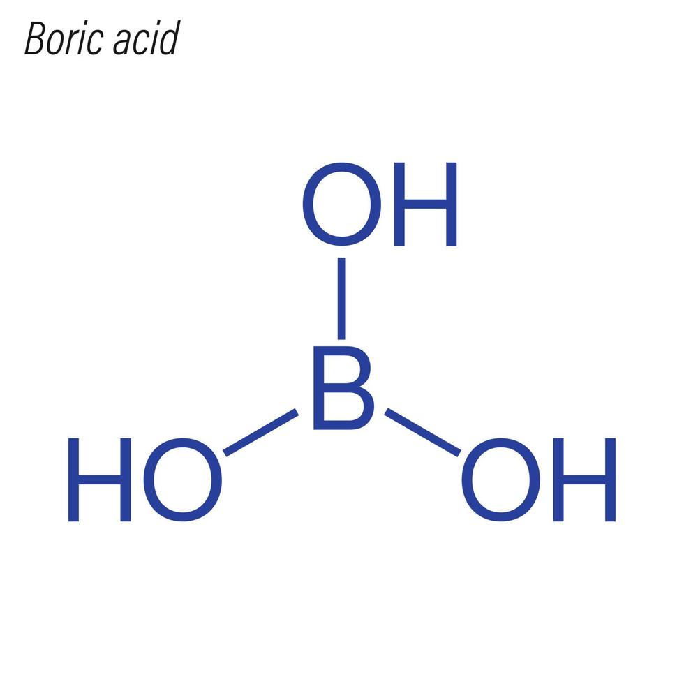 fórmula esquelética vectorial de ácido bórico. químico antimicrobiano mo vector