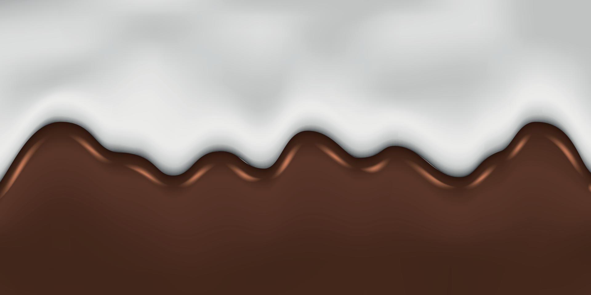 chorreando chocolate derretido y plantilla de fondo de leche para su diseño vector