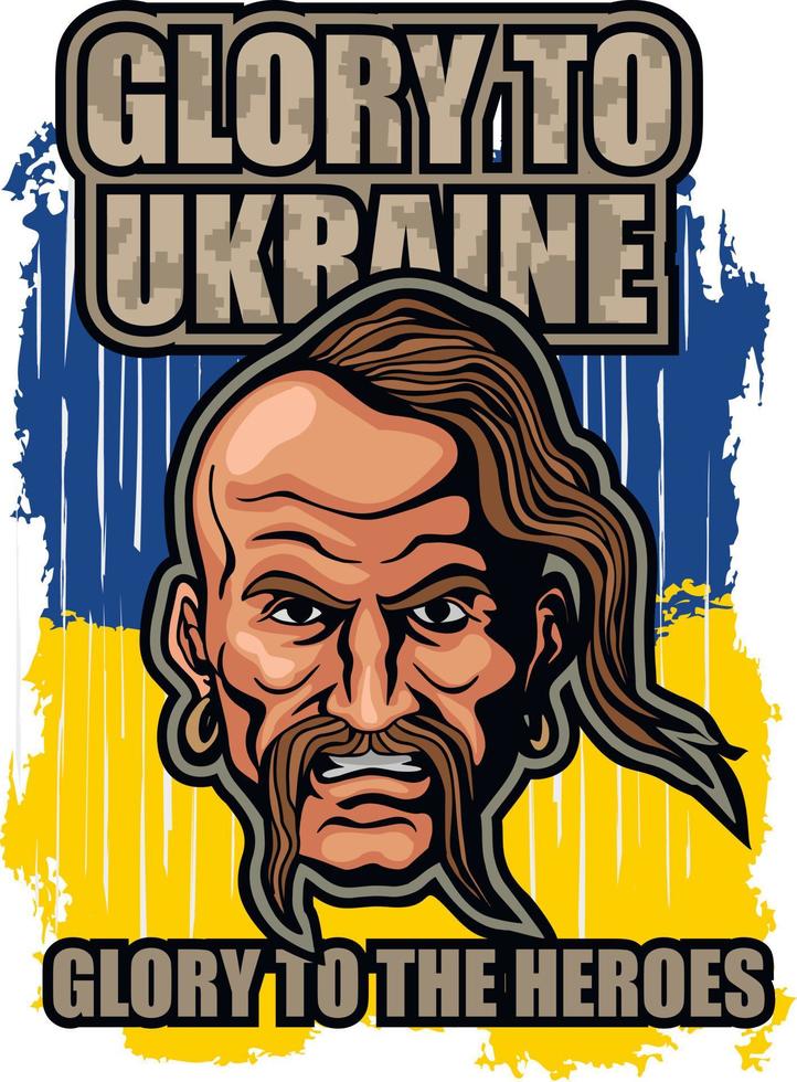 ukraine military, with Ukrainian Cossack shevron, grunge vintage design t shirts vector