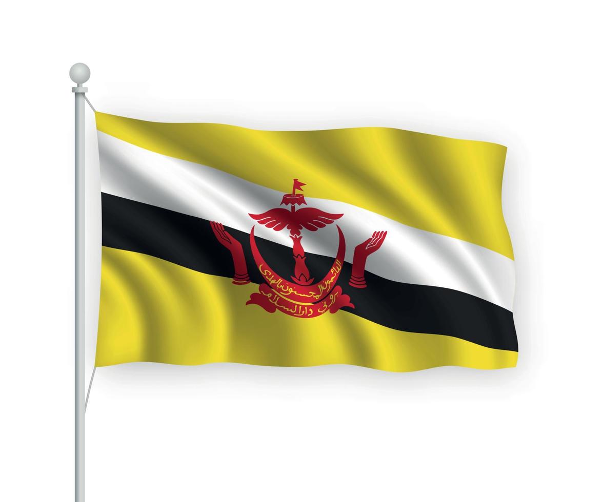 3d waving flag Brunei Isolated on white background. vector