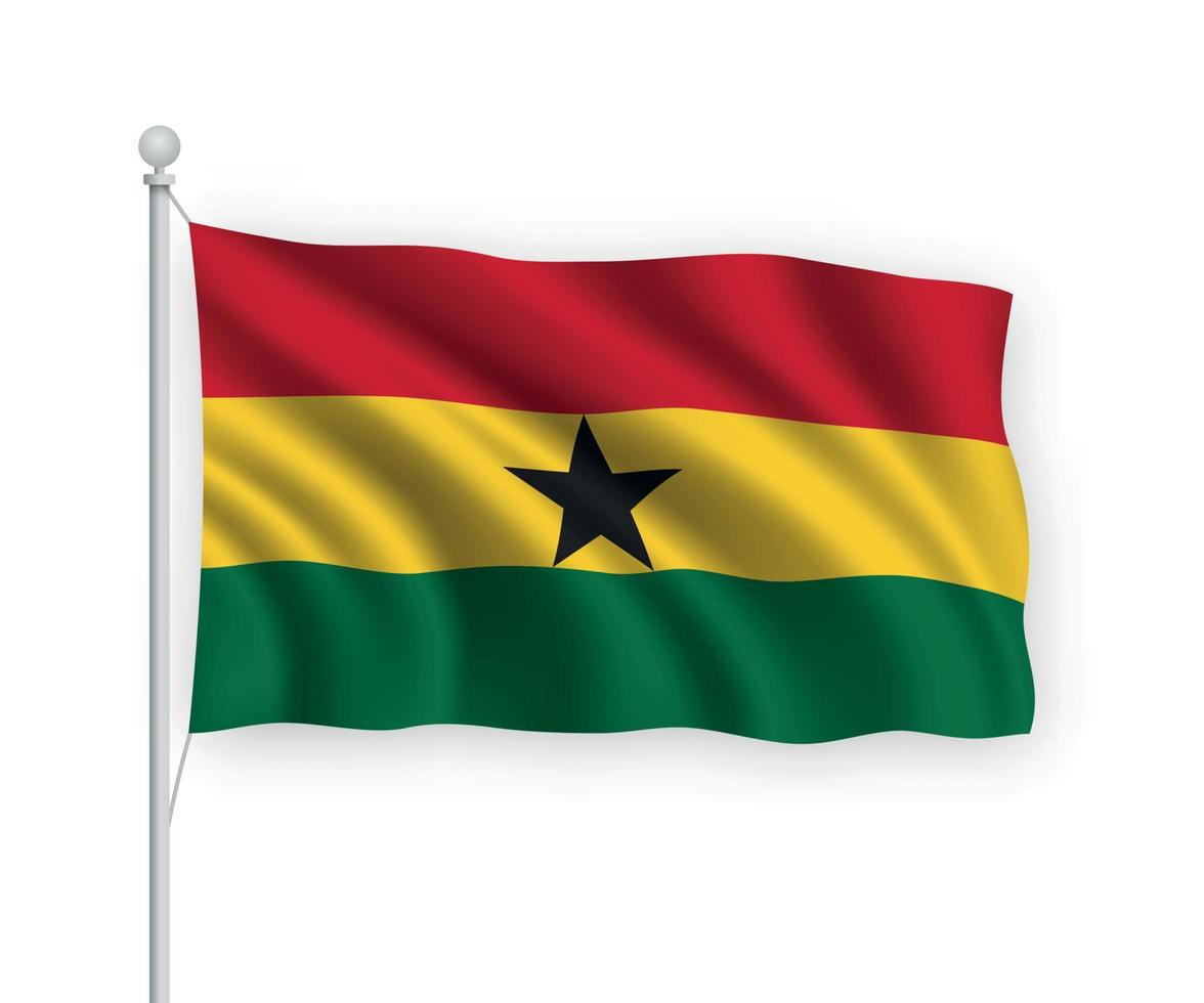 3d waving flag Ghana Isolated on white background. vector