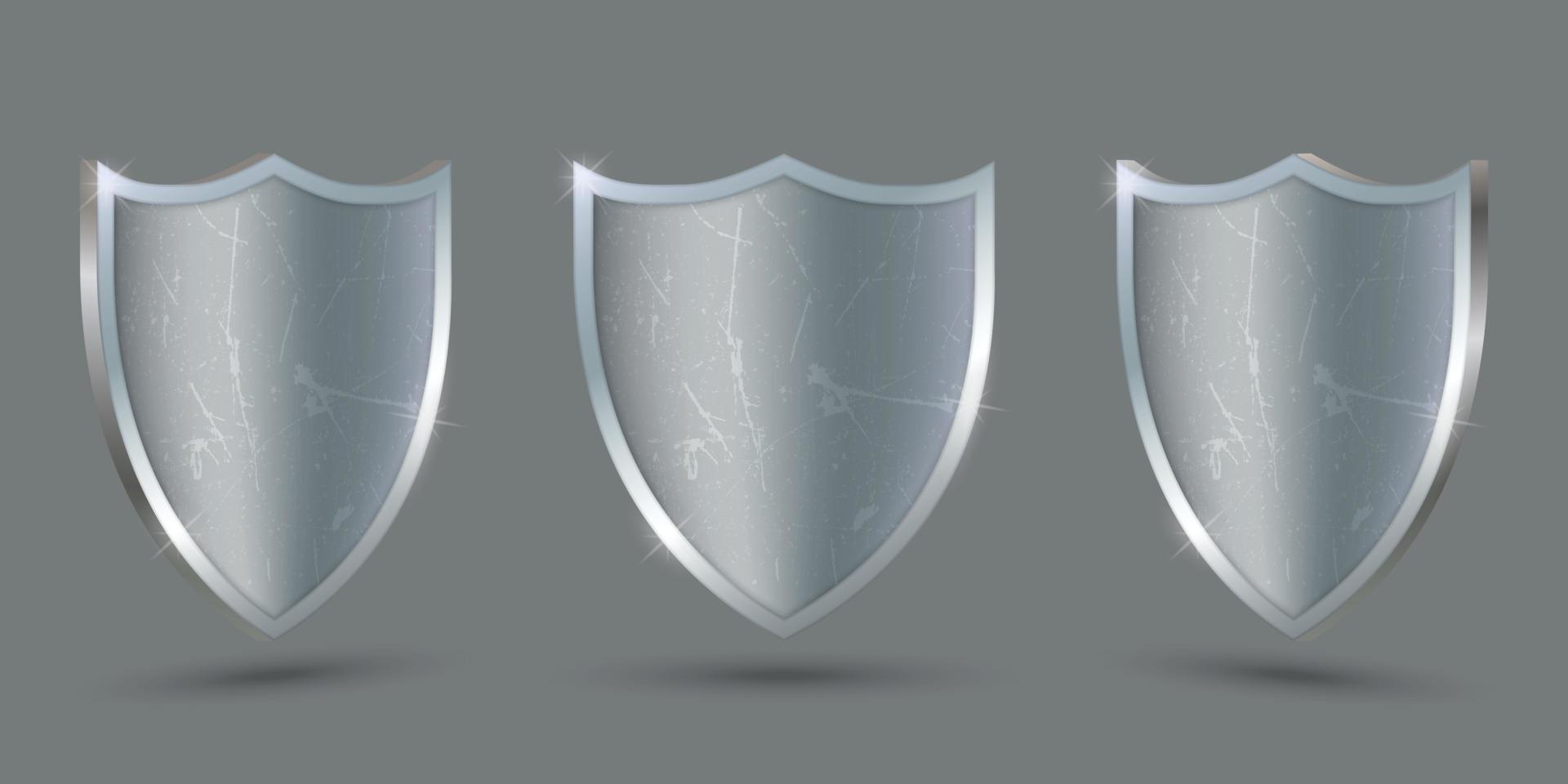 escudo metálico sobre fondo transparente, icono de protección. plantilla para su diseño vector