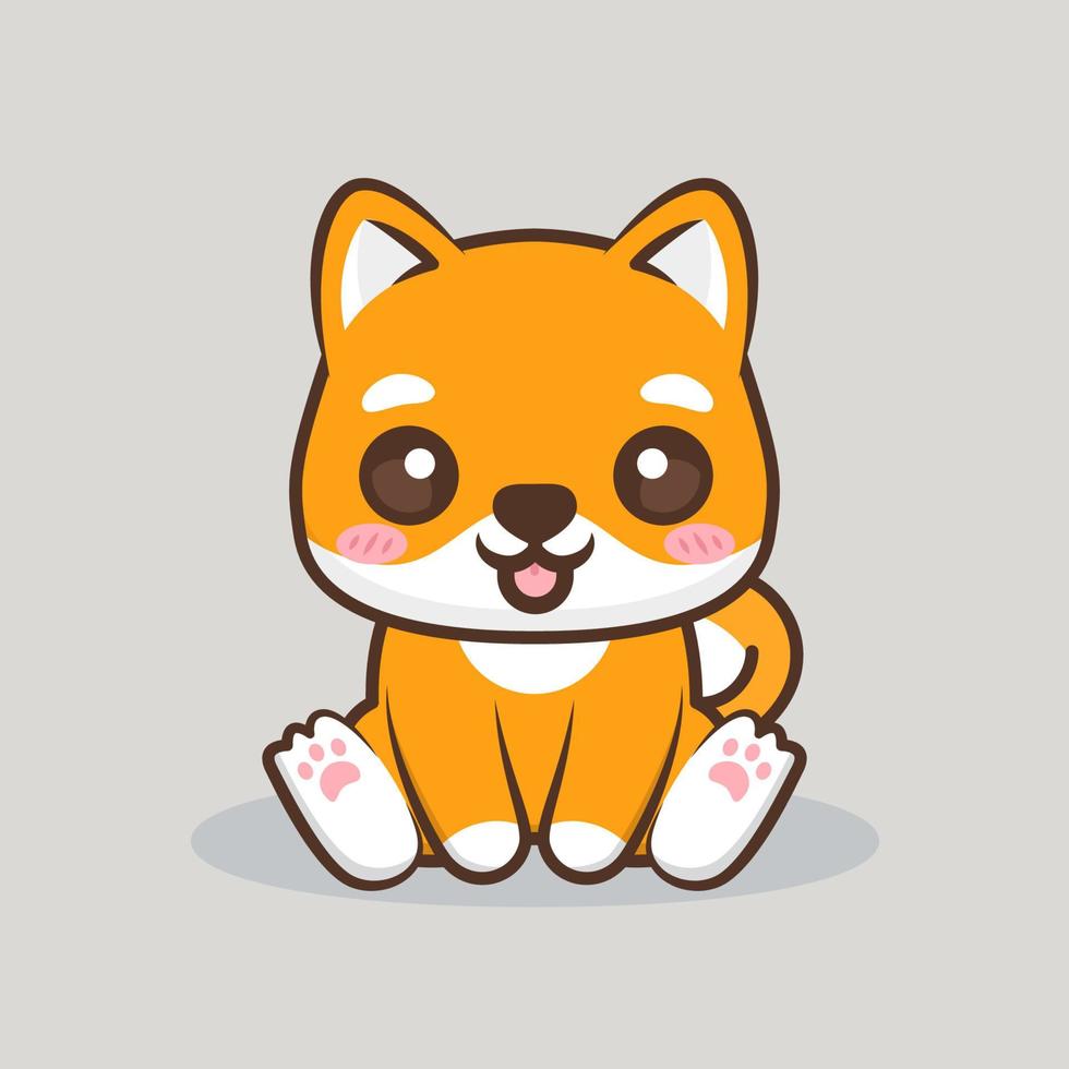 cute happy playful shiba inu poses vector