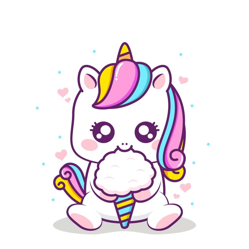 cute unicorn hugging cotton candy 6474984 Vector Art at Vecteezy