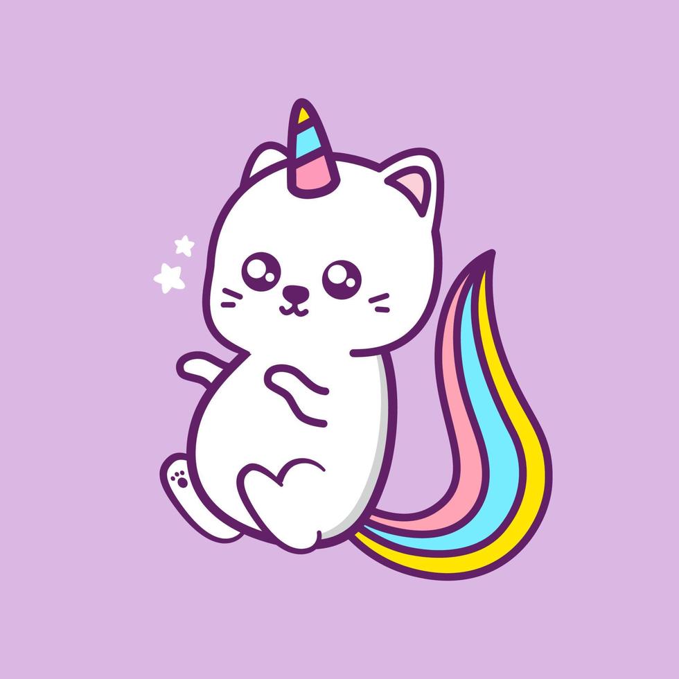 cute unicorn cat in different poses vector