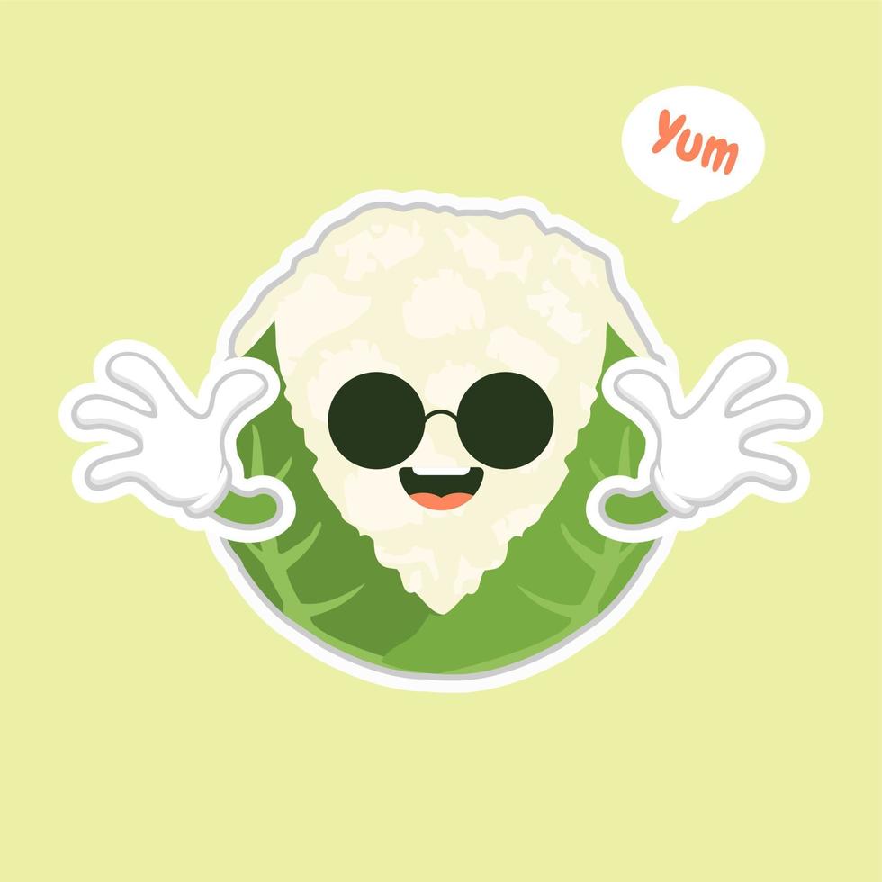 cute and kawaii cauliflower. Funny and healthy food. Vitamins contained in cauliflower. Food with cute face. Vector cartoon. healthy food, vegetables vector icon , vegetarian vegan concept