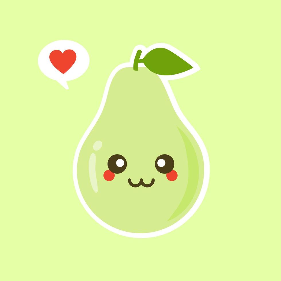Funny happy cute happy smiling avocado. Vector flat cartoon character kawaii illustration icon. Isolated on color background. Fruit avocado concept