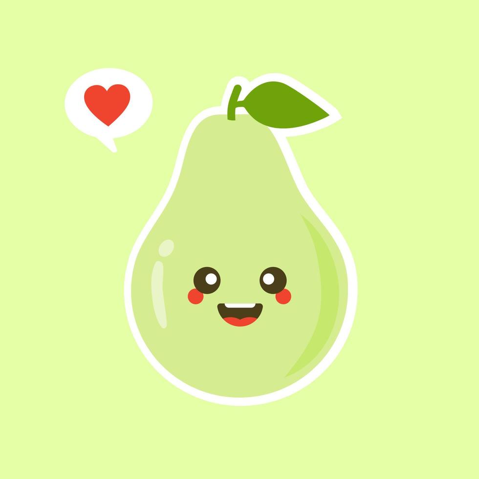 Funny happy cute happy smiling avocado. Vector flat cartoon character kawaii illustration icon. Isolated on color background. Fruit avocado concept