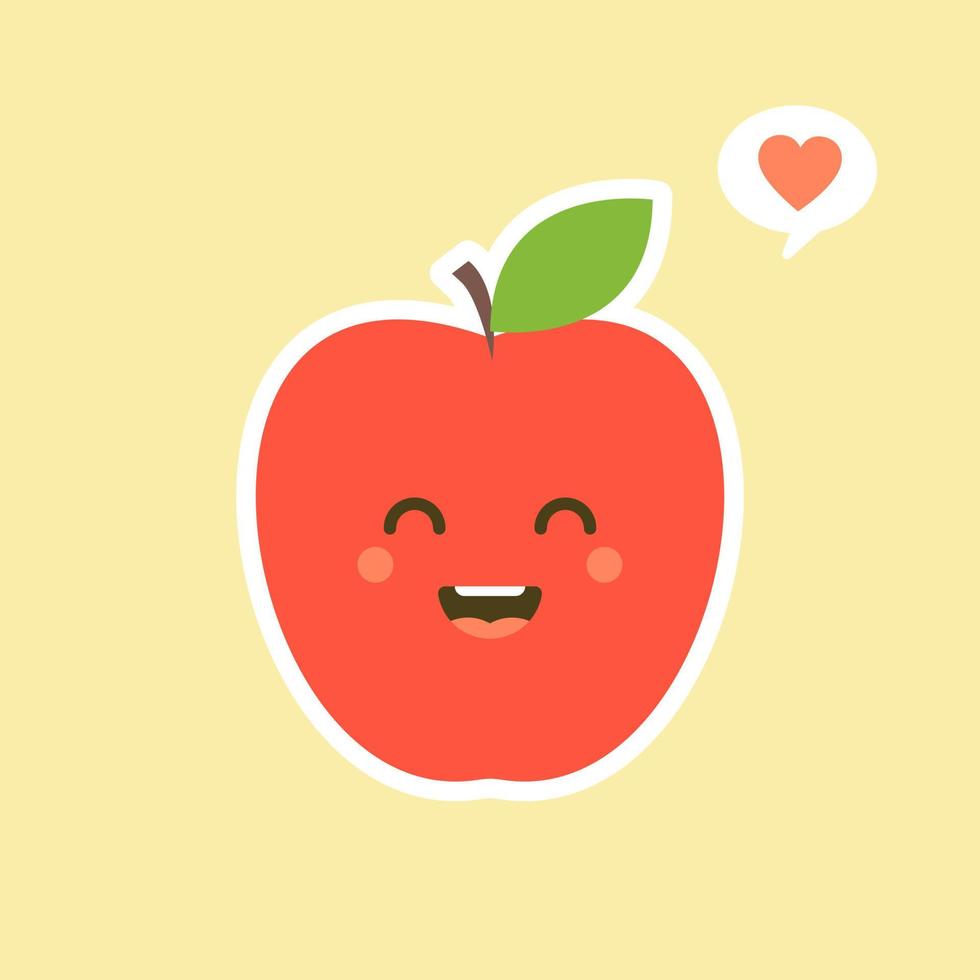 The fresh apple characters design illustrations. Fruits Characters Collection  Vector illustration of a funny and smiling apple character.