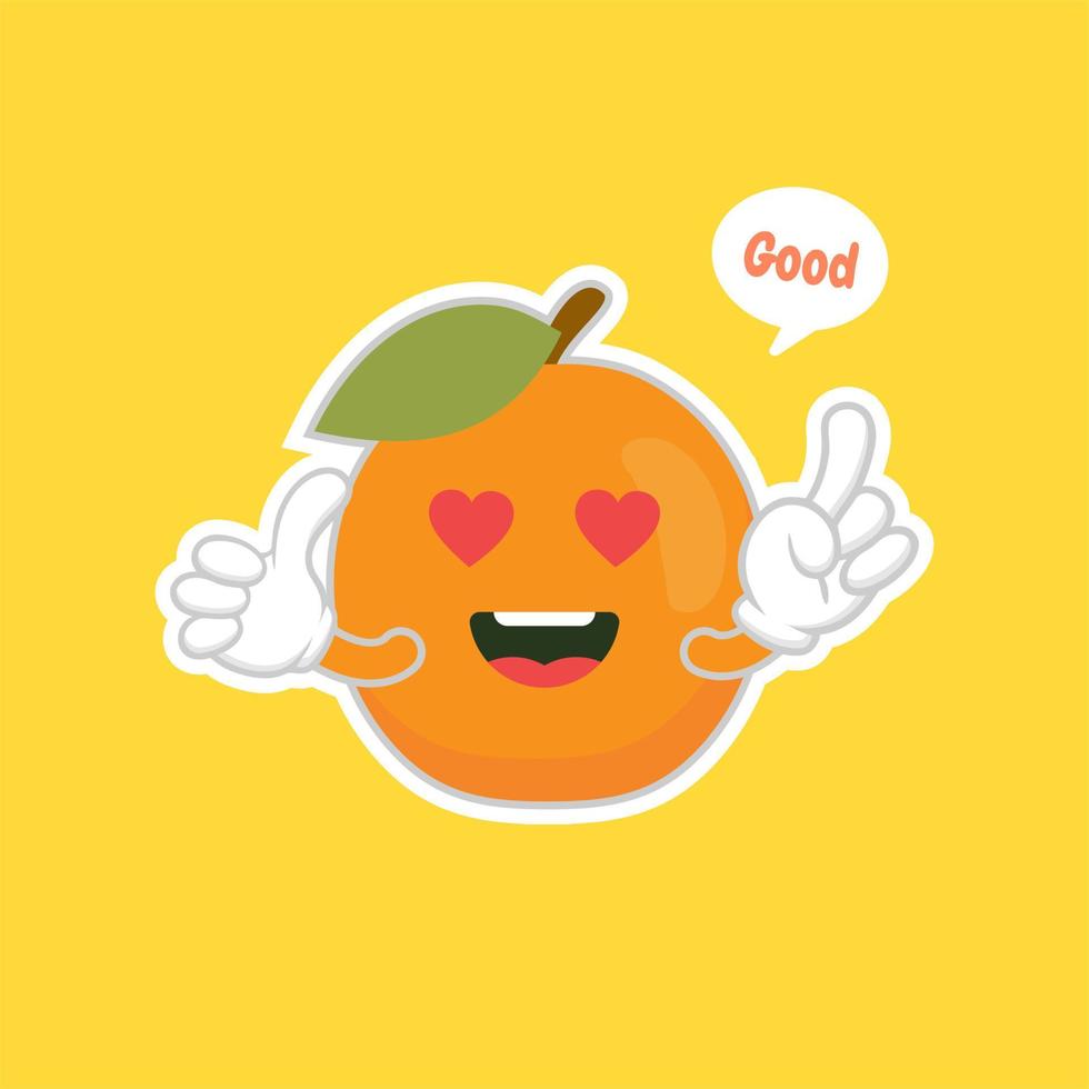 emoción de frutas de albaricoque, personajes emoji para el diseño de alimentos saludables.fruta de albaricoque amigable y colorida. lindo personaje divertido. diseño plano. para productos para niños. vector