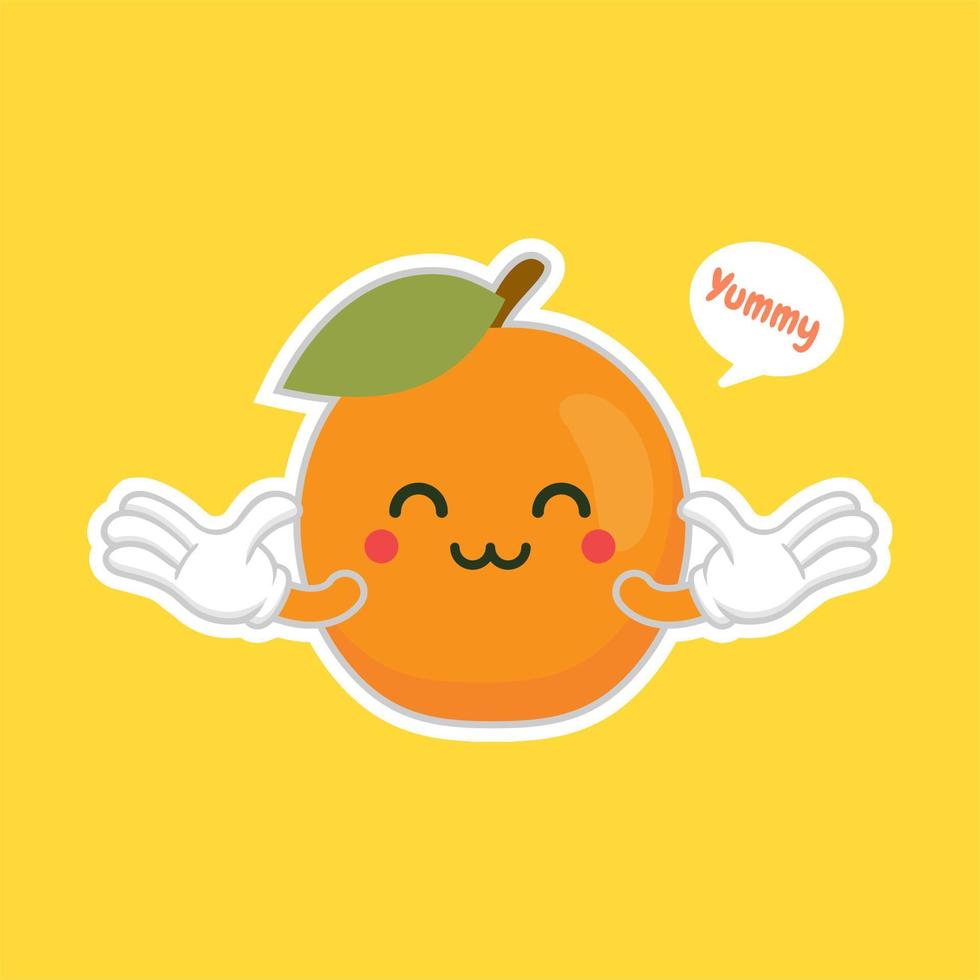 emoción de frutas de albaricoque, personajes emoji para el diseño de alimentos saludables.fruta de albaricoque amigable y colorida. lindo personaje divertido. diseño plano. para productos para niños. vector