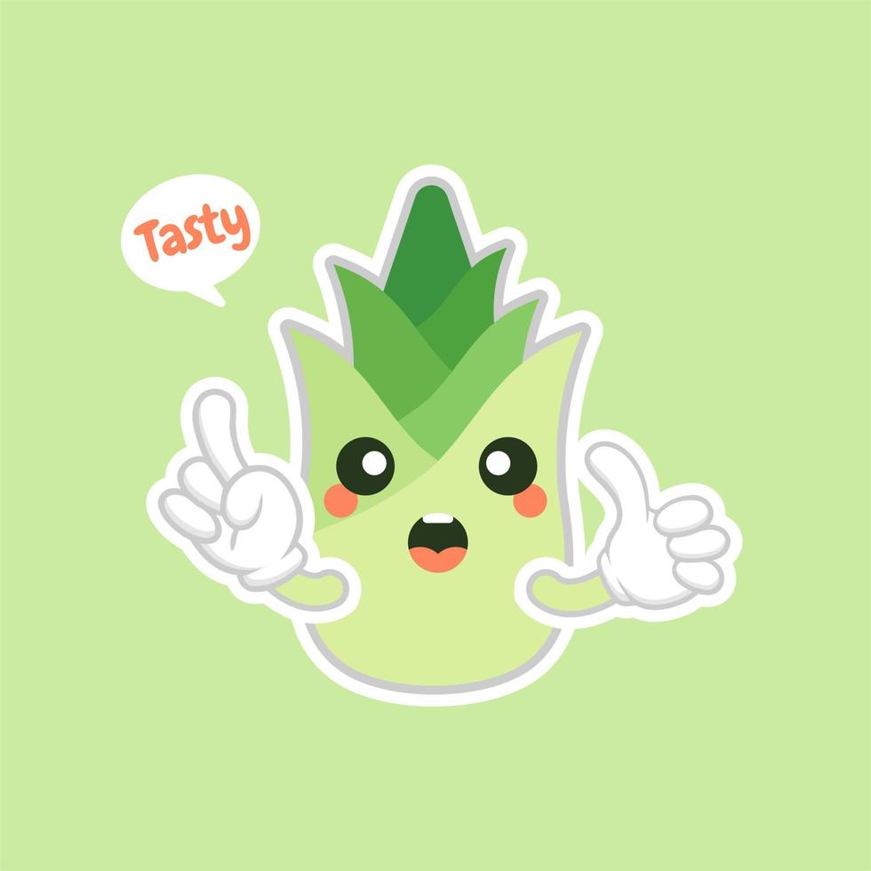 cute and kawaii bamboo shoot cartoon character. Bamboo shoot flat design vector illustration