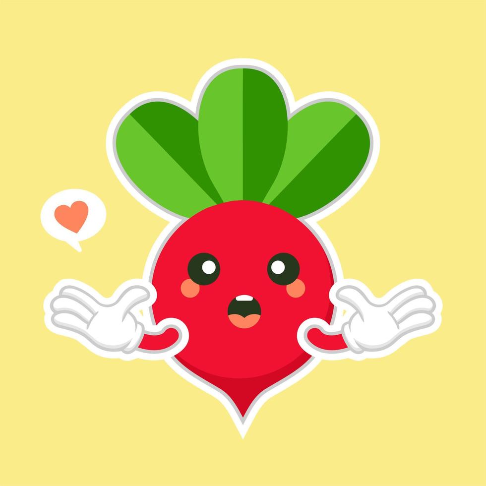 carácter vegetal de remolacha lindo y kawaii. icono de ilustración de personaje divertido de dibujos animados dibujados a mano vectorial. aislado sobre fondo de color. concepto de carácter vegetal de remolacha. comida vegetariana vegana vector